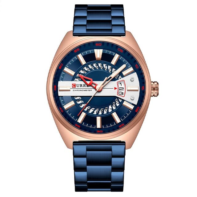 CURREN Men's Quartz Sports Brand Luxury Business Waterproof Automatic Date Stainless - BLUE