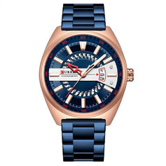 CURREN Men's Quartz Sports Brand Luxury Business Waterproof Automatic Date Stainless - BLUE