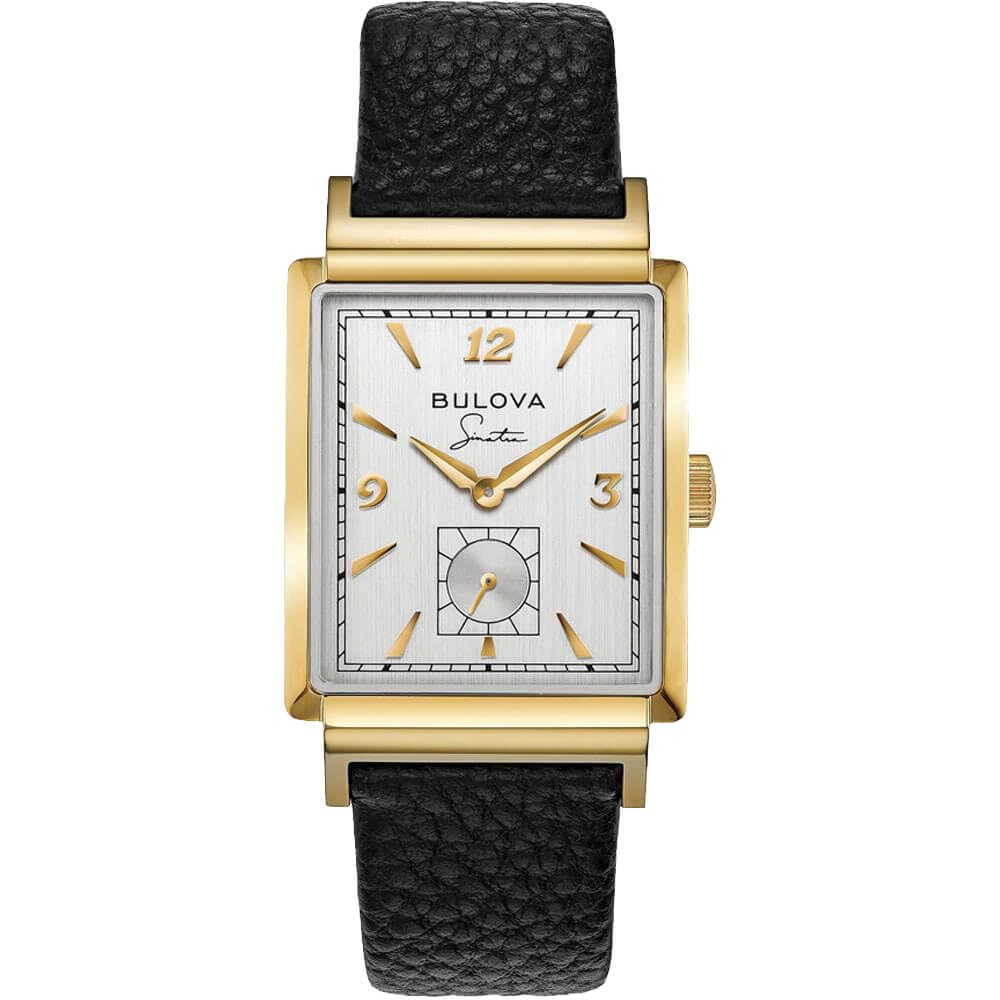 Bulova Men's Frank Sinatra My Way Leather Strap Watch - Gold Tone/ Black Strap