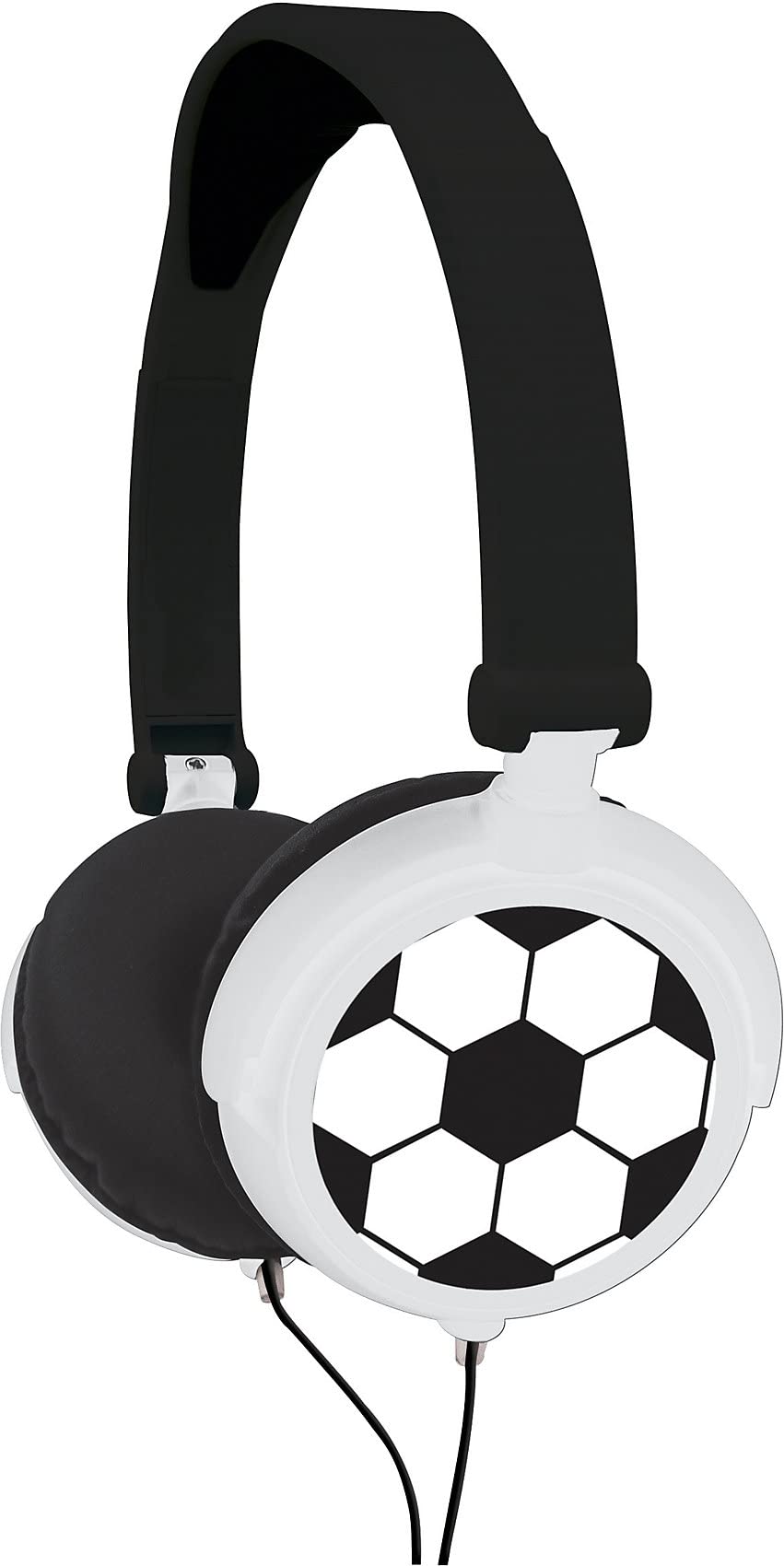 Lexibook HP015FO Kids Safe Stereo Football Headphones, Foldable and Adjustable, Black/White