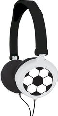Lexibook HP015FO Kids Safe Stereo Football Headphones, Foldable and Adjustable, Black/White