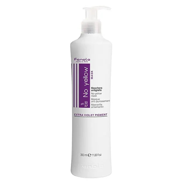 Fanola No Yellow Purple Hair Mask - Acidic pH Deep Conditioning Hair Mask for Blonde, Bleached & Grey Shades - Intense Violet Pigment Neutralizes Brassy Tones - 11.8 Fl oz