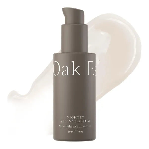 Oak Essentials Nightly Retinol Serum, Gentle Anti-Aging Face Serum with Retinyl Linoleate, Squalane and Avocado Fruit Extract, Helps Soften Fine Lines and Improve Uneven Texture, 1 Fl Oz