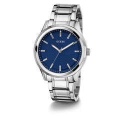 GUESS Men's 44mm Watch - Silver Tone Bracelet Blue Dial Silver Tone Case