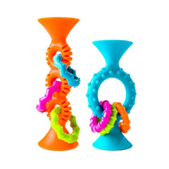 Fat Brain Toys Pipsquigz Loops – Teal, Vibrant Silicone Suction Cup Toy for Babies, Sensory Exploration, Fine Motor Skills Development, Rattling Sounds, and Soothing Gum Relief