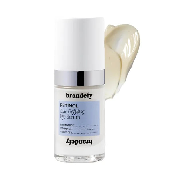 Brandefy Retinol + Niacinamide Anti-Aging Eye Serum - Under Eye Cream for Dark Circles and Wrinkles - Peptide, Caffeine, Vitamin C E Eye Cream - Made in The USA (O.5 Oz)