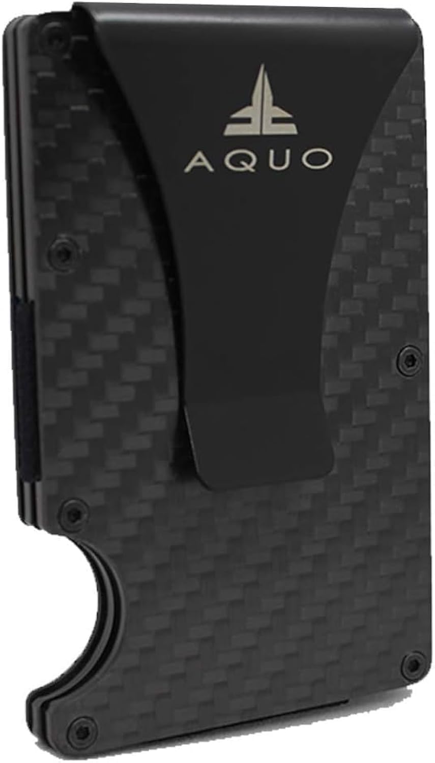 AQUO Money Clip Wallet for Men - Slim Front Pocket Blocking Bifold Credit Card Holder for Men with Gift Box (Black)
