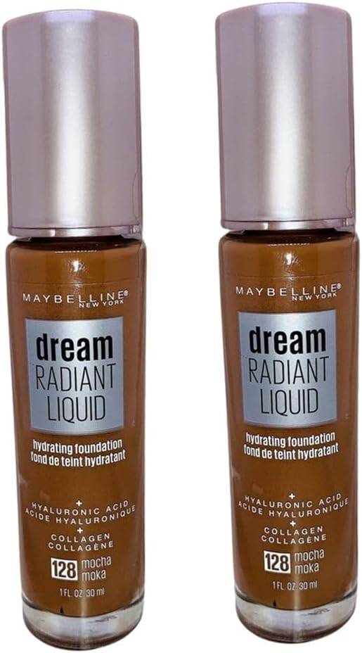 Pack of 2 Maybelline New York Dream Radiant Liquid Hydrating Foundation, Mocha # 128