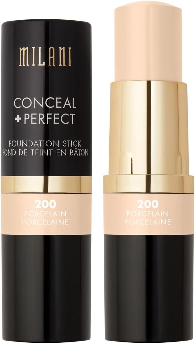 (Porcelain) - Milani Conceal + Perfect Foundation Stick - Porcelain (15ml) Vegan, Cruelty-Free Cream Foundation - Cover Under-Eye Circles, Blemishes & Skin Discoloration for a Flawless Finish