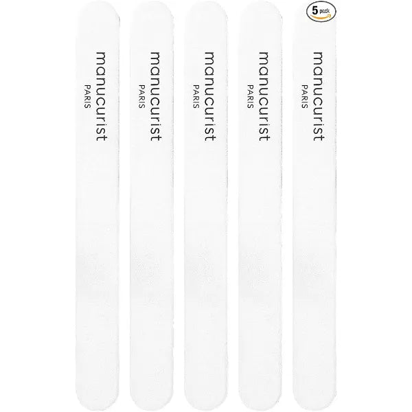 Manucurist 5 Pack Nail Files Professional Emery Boards for Nails Double Sided 100/180 Reusable Nail File Set Finger Nail Files for Women Respects The Nail Plate