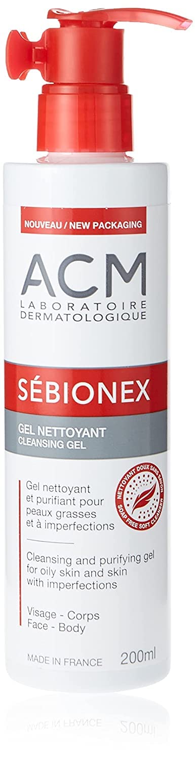 ACM Sebionex Cleaning Gel, Soap-free, Non-Comedogenic Foaming GeL - 200 ml, Pack of 1