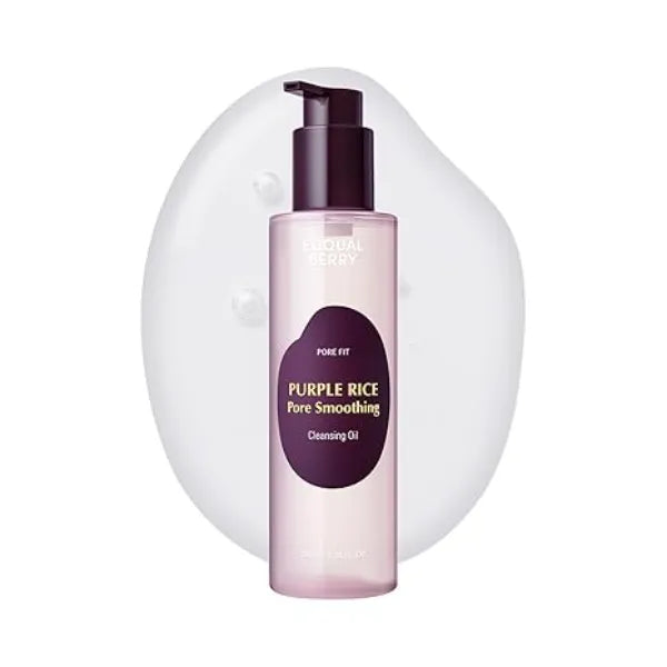 EQQUALBERRY Purple Rice Pore Smoothing Cleansing Oil Deep Cleansing for Pores & Blackheads Korean Oil Cleanser for Face & Makeup Remover Hydrating & Soothing Formula, 6.76 fl.oz