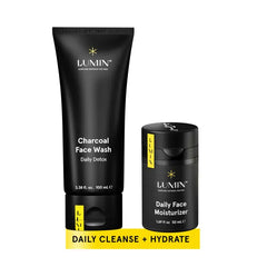 Lumin Dynamic Duo - Skin Care kit for Men - Includes: Charcoal Face Wash Daily Detox & Daily Face Moisturizer,Suitable for all skin types