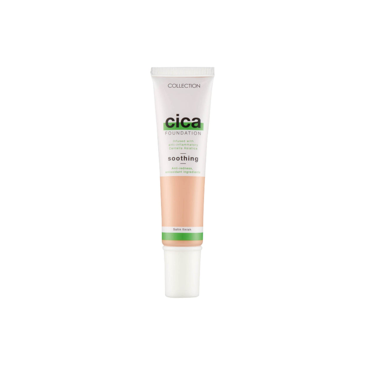 Collection Cosmetics Hydrating Medium Coverage Cica Foundation Infused with Anti-Redness, Vegan Foundation, 30ml, Beige
