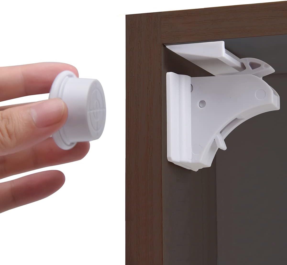 ECVV Child Safety Magnetic Cabinet Locks with Key Invisible Baby Proofing Toddlers Safety Locks for Kitchen Cupboards Drawers Magnetic Child Locks Baby Latches, No Tools Required (4 Locks + 1 Key)