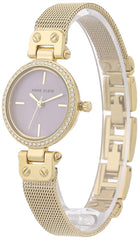 Anne Klein AK/3388 Premium Crystal Accented Mesh Bracelet Watch for Women, Gold