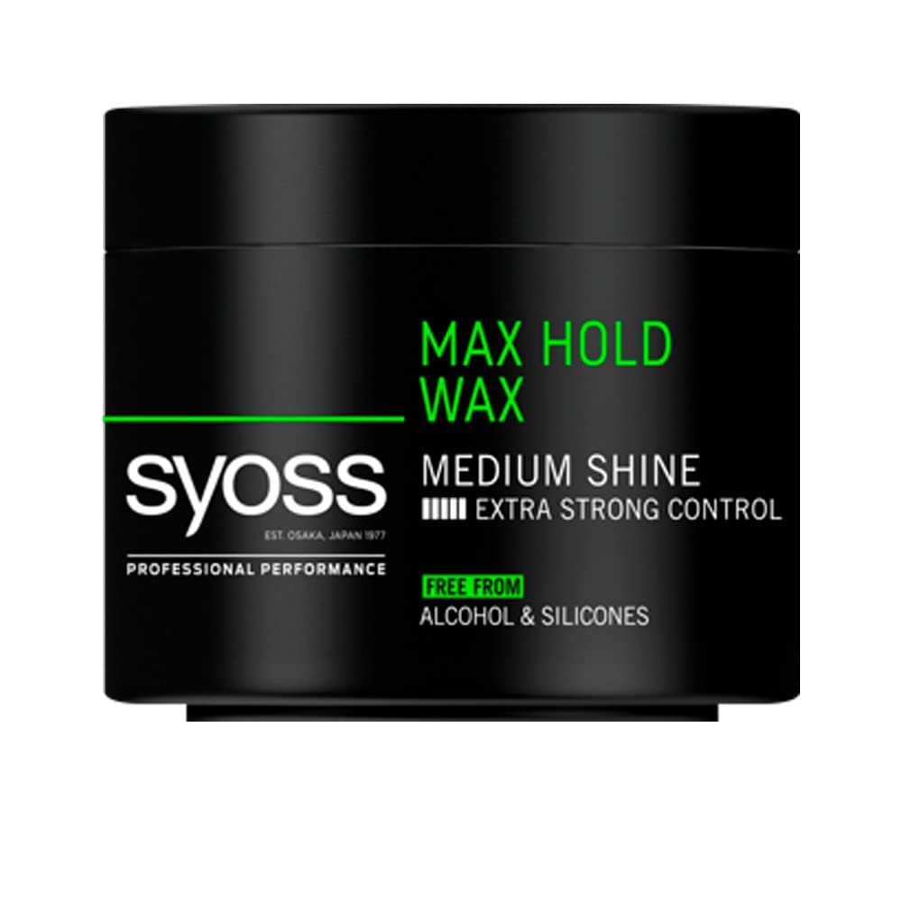 Syoss Cera Max Hold Hair Wax for Men, Medium Shine, Extra Strong Control - 150 ml