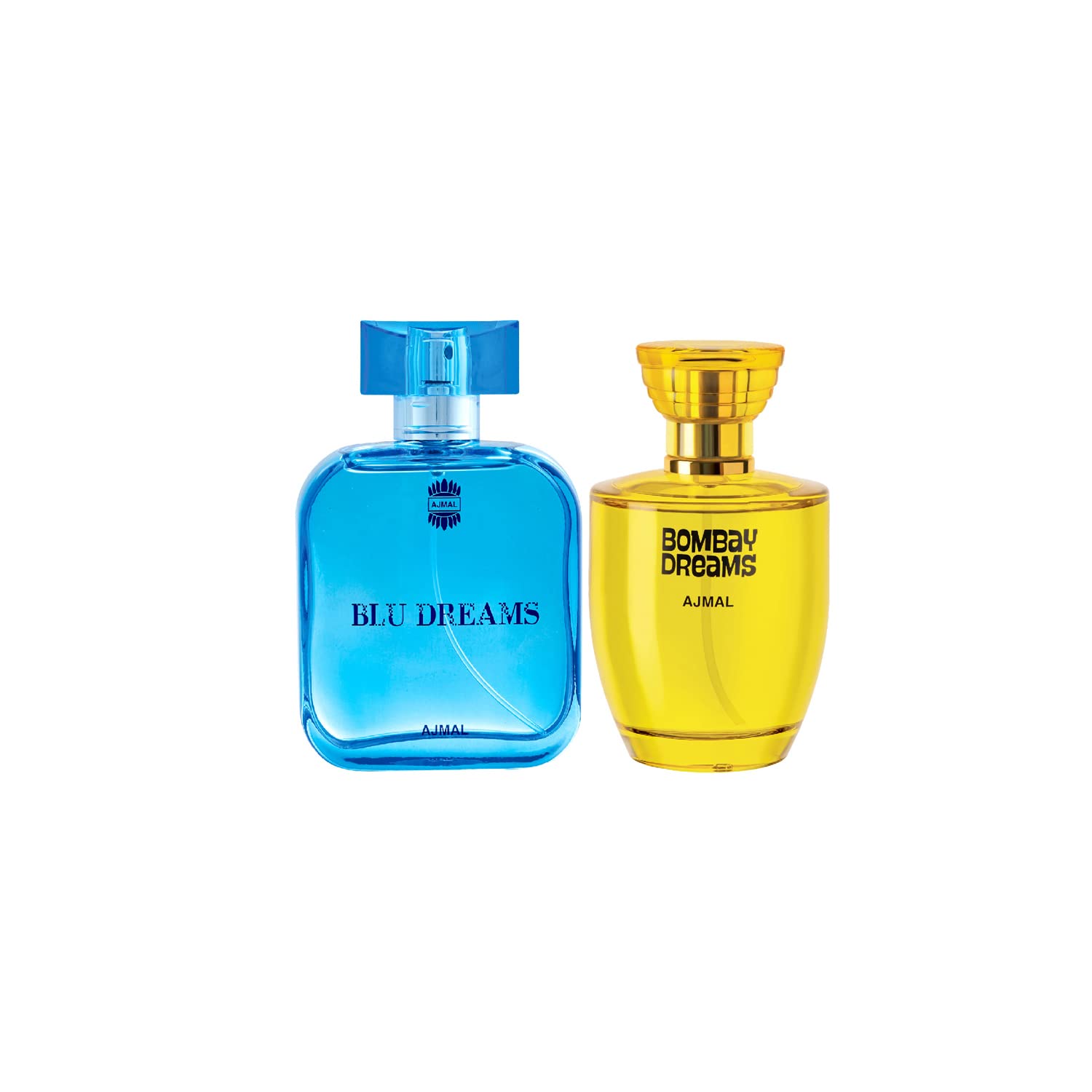 Ajmal Bombay Dreams EDP Floral Fruity Perfume 100ml for Women and Blu Dreams EDP Citurs Fruity Perfume 100ml for Men + 2 Parfum Testers FREE