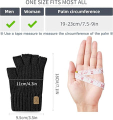 HZYH Fingerless Gloves Half Finger Gloves Winter Warm Knitted Gloves Working Running Biking Driving for Men and Women - Black