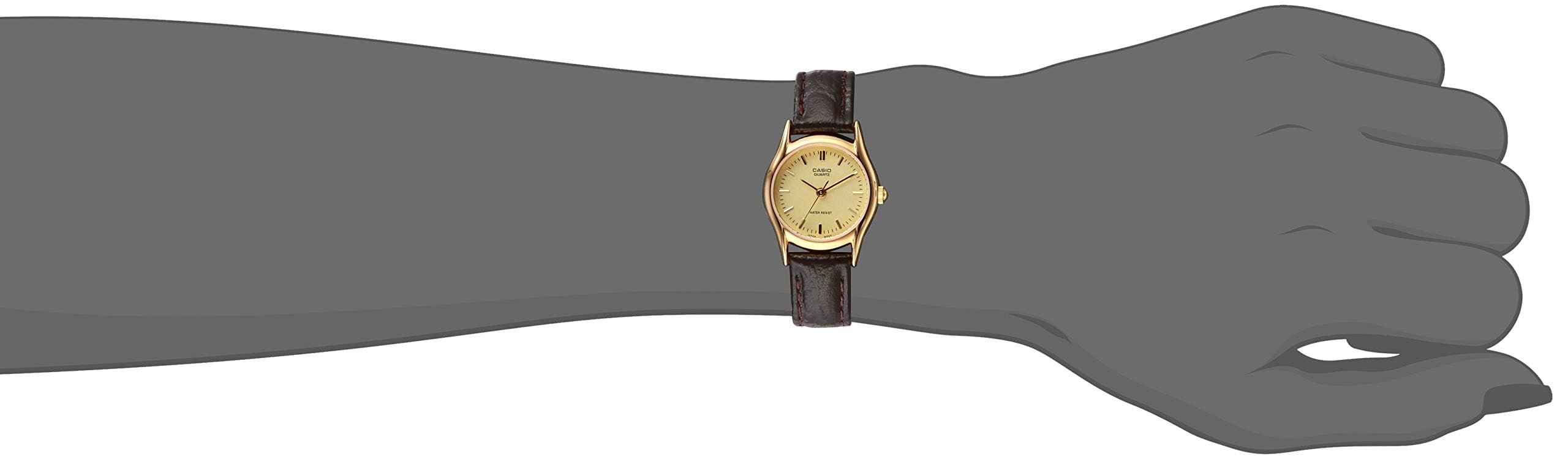 Casio Womens Quartz Watch, Analog Display and Leather Strap Brown/Gold