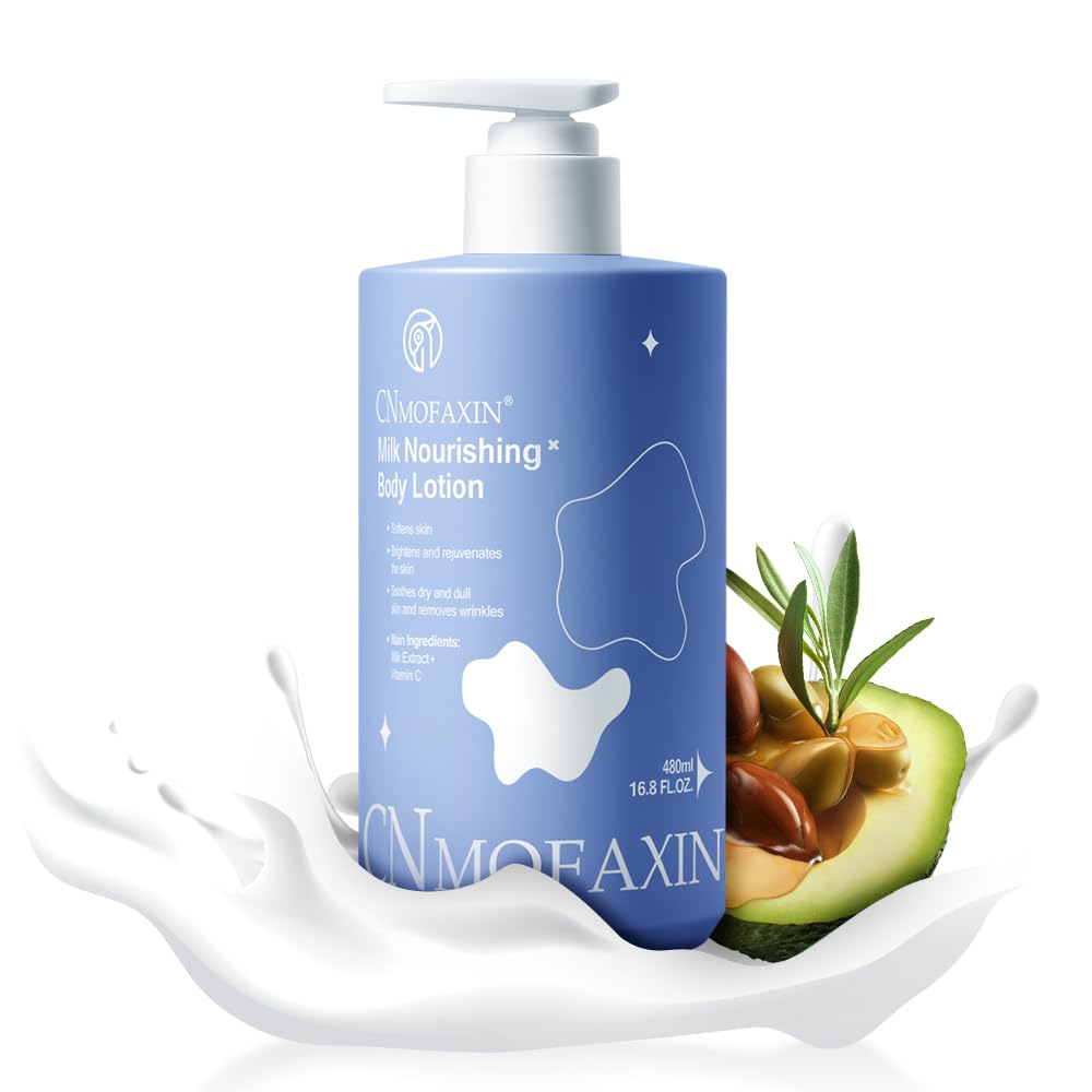 CNMOFAXIN Milk Nourishing Body Lotion, Deep Hydration & Skin Brightening with Vitamin C & Avocado Oil, Moisturising Skin Care for Dry, Dull Skin on Hands, Face, Feet & Body - 480ml