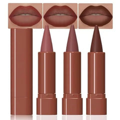 FeiCuiYun 3Pcs Matte Lip Crayon Lip Liner and Lipstick Combo Sets, Gradient Matte Lip Bar Lipstick And Lip Liner Set, Contour Gradual Ombre Effect Lip Pencil For Old Women, Long Lasting Waterproof Smudge Proof