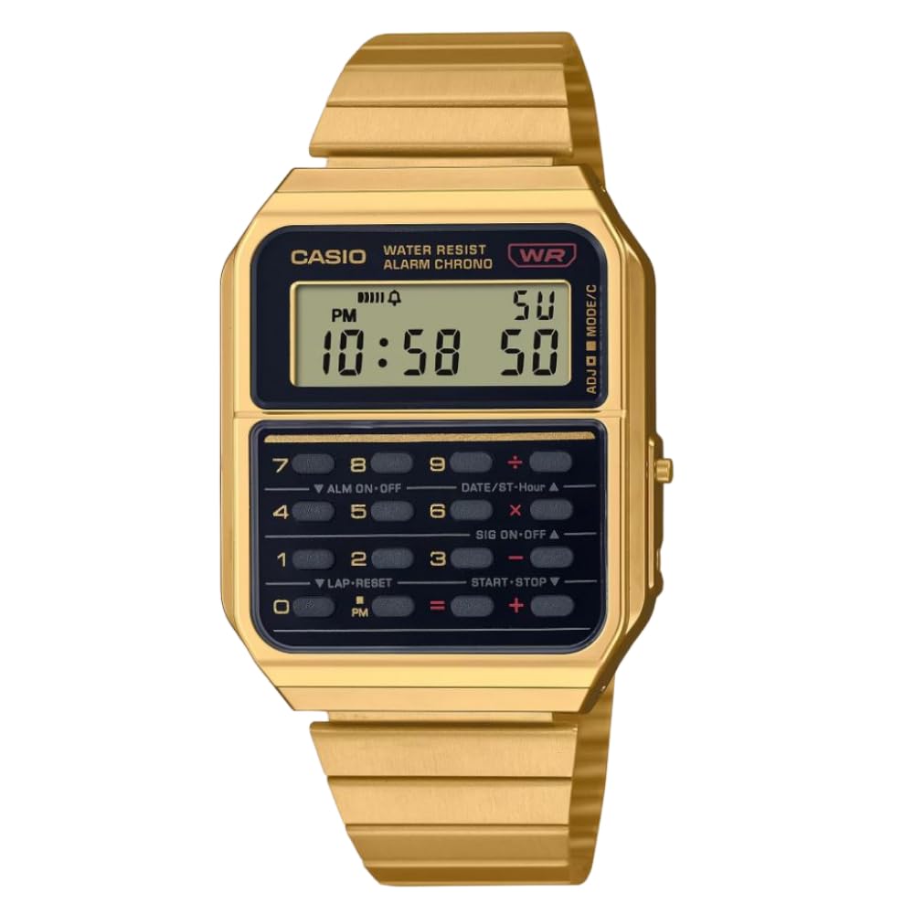 Casio Unisex Digital Dial Stainless Steel Band Watch Gold