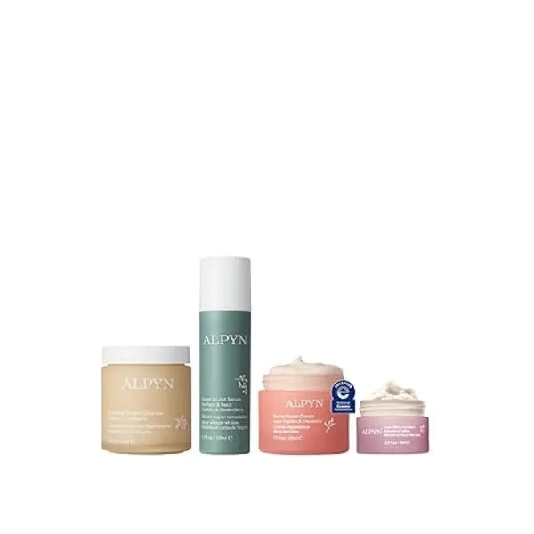Alpyn Evening Elevation Routine Hydrating Cream Cleanser(3.9 Fl Oz) + Super Sculpt Serum (1.7 Fl Oz) + Barrier Repair Cream (1.7 Fl Oz) + Line-Filling Eye Balm (0.5 Fl Oz)