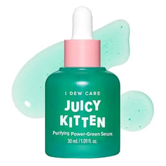 I DEW CARE Juicy Kitten Purifying Power Green Face Serum with Niacinamide Korean Skin Care, Vegan,  Gifts For Mom and Women