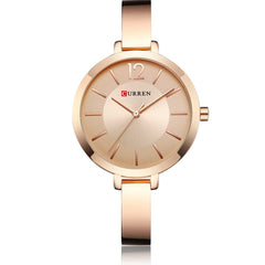CURREN Women's Analog Watch with Rigid Bracelet Safety Clasp Classic Design Elegant Formal Lightweight, Pink, Pequeño, formal