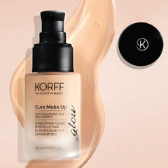 Korff Liquid Foundation, Lifting Glow Effect, Anti-Aging Formula and Long Hold with Hyaluronic Acid 02, 30 ml