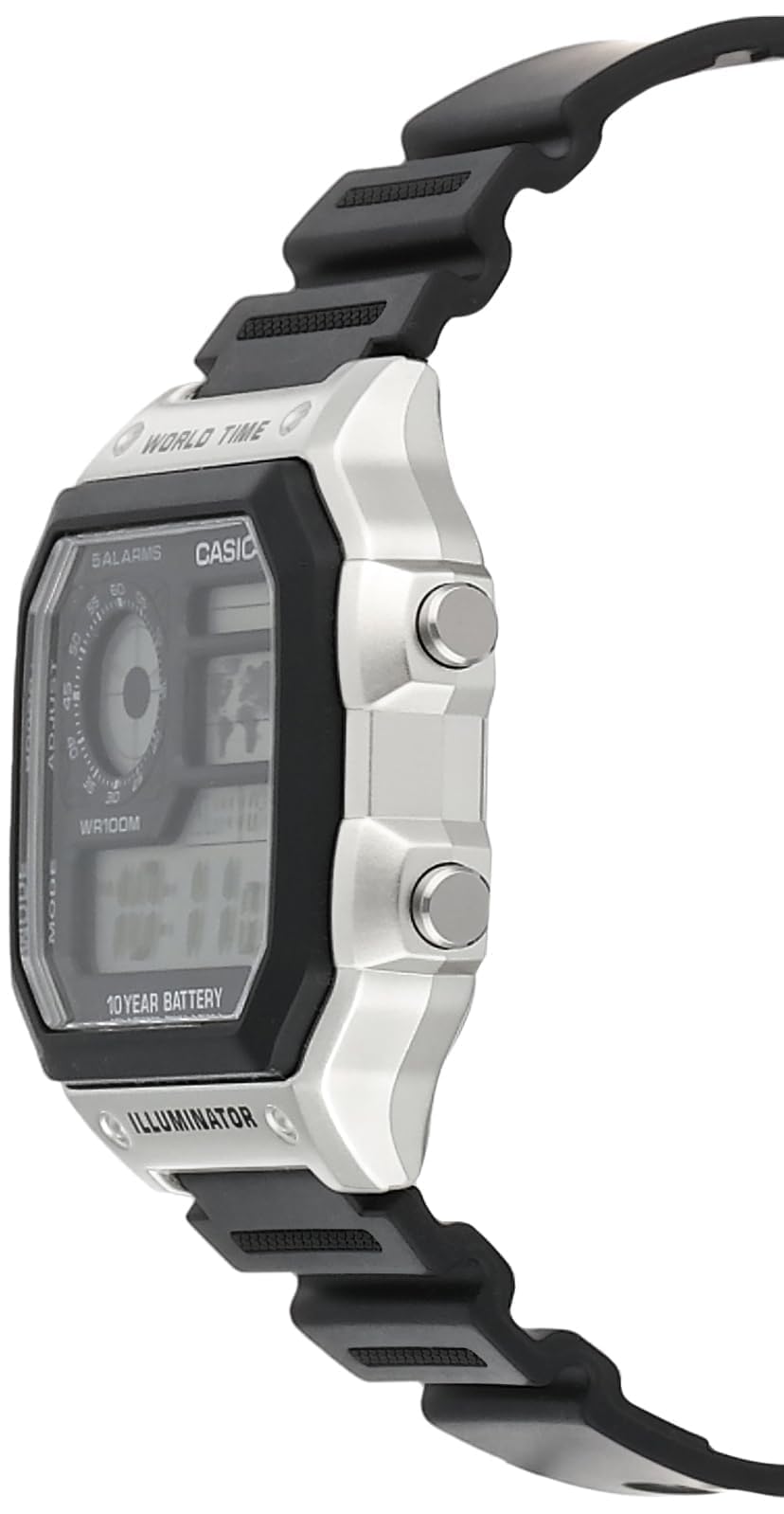 Casio Men's Digital Dial Stainless Steel Band Watch Black/Grey/Silver