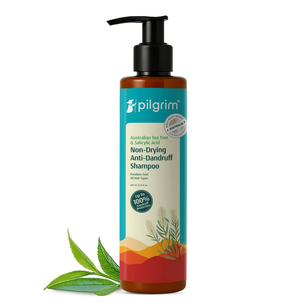 Pilgrim Australian Tea Tree Non-Drying Anti-Dandruff Shampoo 200 ml | Removes Dandruff from Source | Helps with Itching, Irritation | Strong & Smooth Hair | For Men & Women |