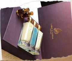 aabak al sahraa عبق الصحراء Non- coholic Perfumes and Tola Set of 5 - Leil Malaki, Mutamayez, Shoumoukh, Silver Oud Tola and Rawae' Oud Tola - Luxury Fragrances for both Men and Women
