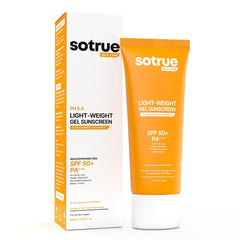 Sotrue Face Gel Sunscreen SPF 50+ and PF+++, Lightweight Gel Sunscreen, 1% Niacinamide & Vitamin-C, No White Cast, No Added Fragrance, Water Resistent, Broad Spectrum Protection, All Skin type, 50ml