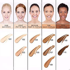 Glamza Phoera Foundation Full Coverage Makeup Set - 24hr Long Lasting Oil Control - Soft Smooth Matte Flawless Concealer Cream - Inc x5 30ml Foundation & Silicone Blender Sponge (102 Nude)