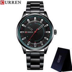 CURREN 8406 Top Brand Luxury Fashion Watch Men's New Stainless Steel Waterproof Wrist Watch - BLACK GREEN