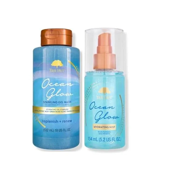 Tree Hut Ocean Glow Hydrating Foaming Gel Body Wash, 18 fl oz Ocean Glow Hydrating Fragrance Mist, 5.2 fl oz