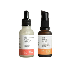 Deconstruct Vitamin C & Clearing Combo | Skin Brightening Duo | 10% Vitamin C & 0.5% Ferulic Acid and 2% Alpha Arbutin & 5% Niacinamide