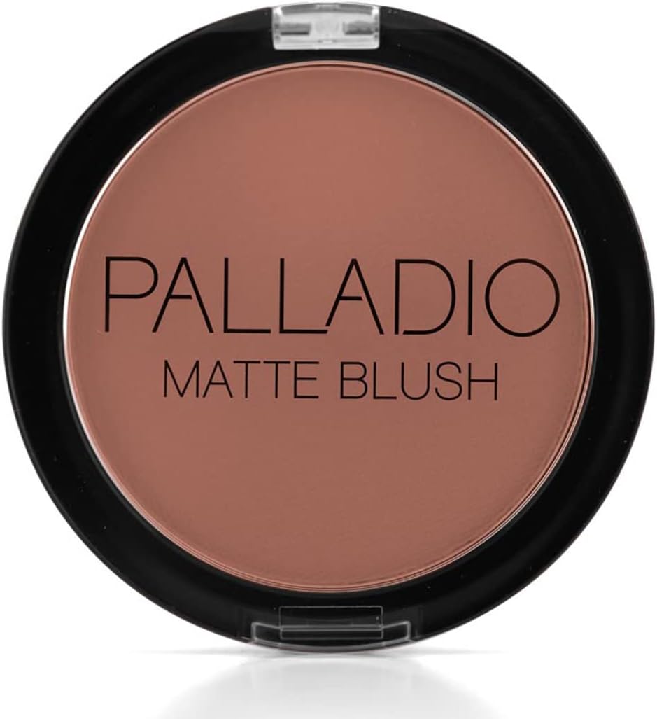 Palladio Matte Blush, Brushes onto Cheeks Smoothly, Soft Matte Look and Even Finish, Flawless Velvety Coverage, Effortless Blending Makeup, Flatters the Face, Convenient Compact, Poised