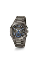 Guess Men's 42mm Watch - Black Strap Gunmetal Dial Silver Tone Case
