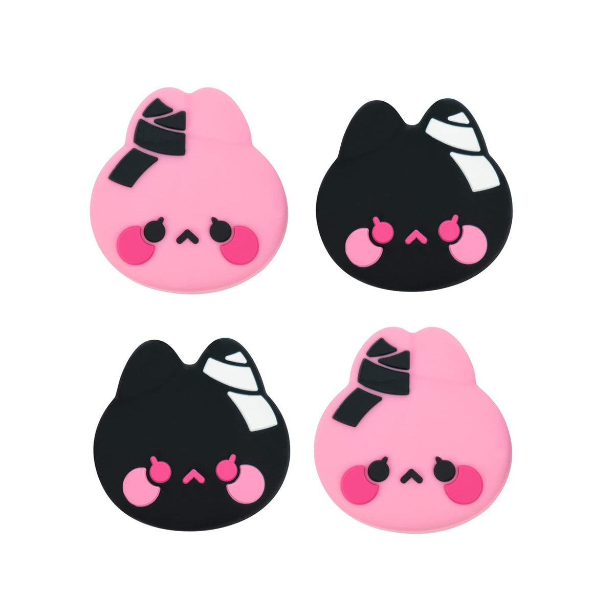 GeekShare Cute Silicone Game Console Thumb Grip Caps, Joystick Cover Compatible with Switch/OLED/Switch Lite,4PCS - Bunny & Kitty