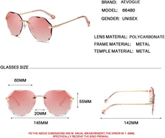 AEVOGUE Sunglasses For Women Oversized Rimless Diamond Cutting Lens Sun Glasses AE0534