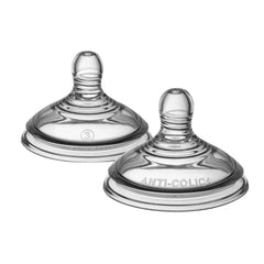 Tommee Tippee Closer to Nature Teats Anti Colic Fast Flow ,Transparent, 6 Months+,2 Pieces