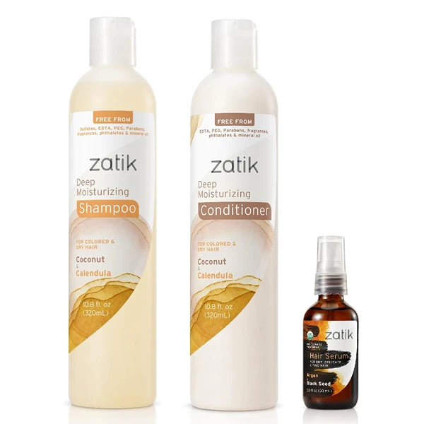 Zatik Naturals - Colored Hair Combo Set (Deep Mosturizing Shampoo + Conditioner + Hair Serum)