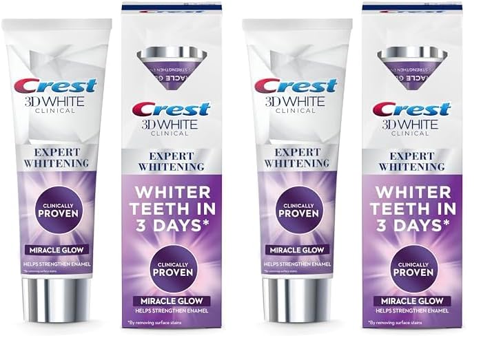 Crest 3DWhite Clinical Miracle Glow Advanced Whitening Technology Toothpaste - 75ml (Pack of 2)
