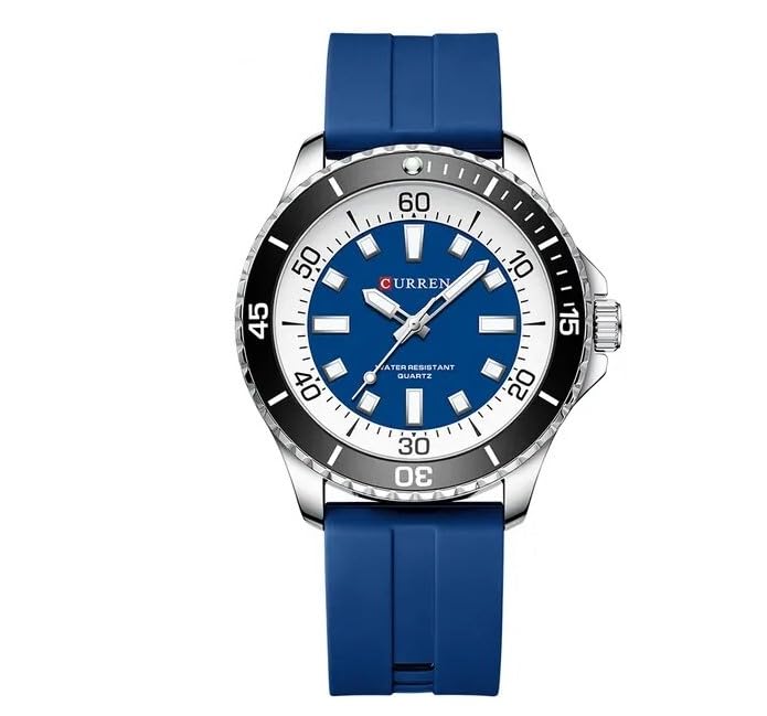 CURREN Original Fashion Men Watches Luxury Sports Silicone Strap Waterproof Quartz Wristwatch with Luminous Hands 8448