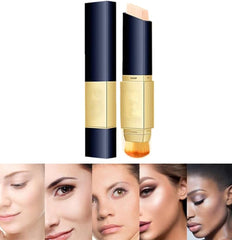 2 in 1 Foundation & Concealer Stick, Double-head Color-changing Moisturizing Stick, Face Foundation Concealer Stick, Moisturizing Foundation Stick Full Coverage with Brush (Natural)