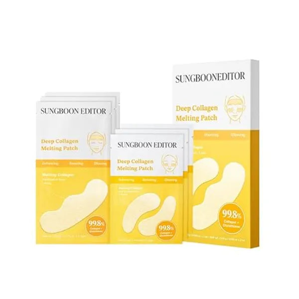 SUNGBOON EDITOR Deep Collagen Melting Patch Real Collagen, Glutathione, Glass Skin, Skin Firming for Deep Wrinkle, Spot Correcting, Collagen Patches, Under Eye Mask, Korean Skin Care, 1.13 ounces