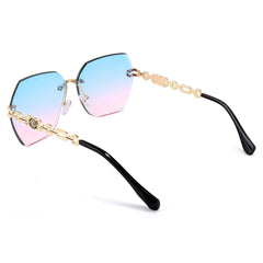 Rimless Sunglasses for Women Metal Square Frame Classic Diamond Grandient lens Eyewear UV Protection Fashion Shades for Women B2567